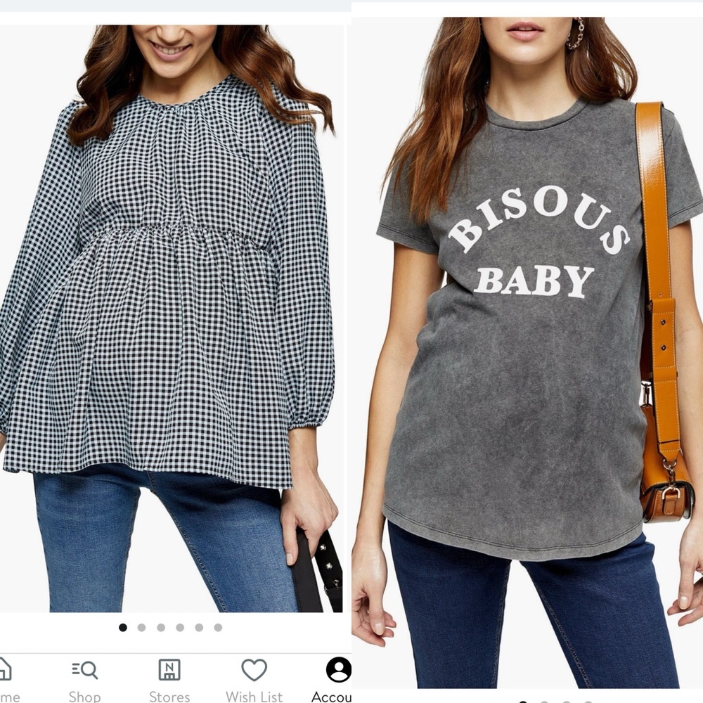 TopShop maternity tops small and medium